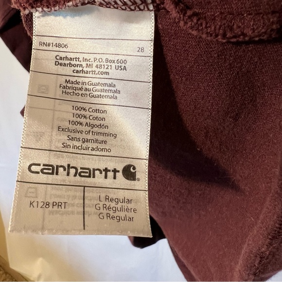 Carhartt Long Sleeve 1/4 button Red brown men’s Large - Picture 5 of 5